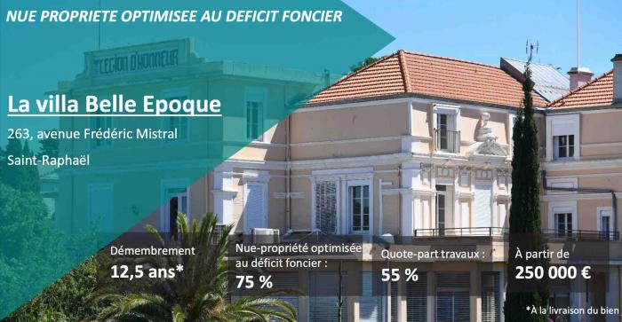 Programme nue propriandeacute;tandeacute; optimisandeacute;e au dandeacute;ficit foncier - nue proprit optimise au dficit foncier saint raphal - la villa belle epoque saint raphal (83)